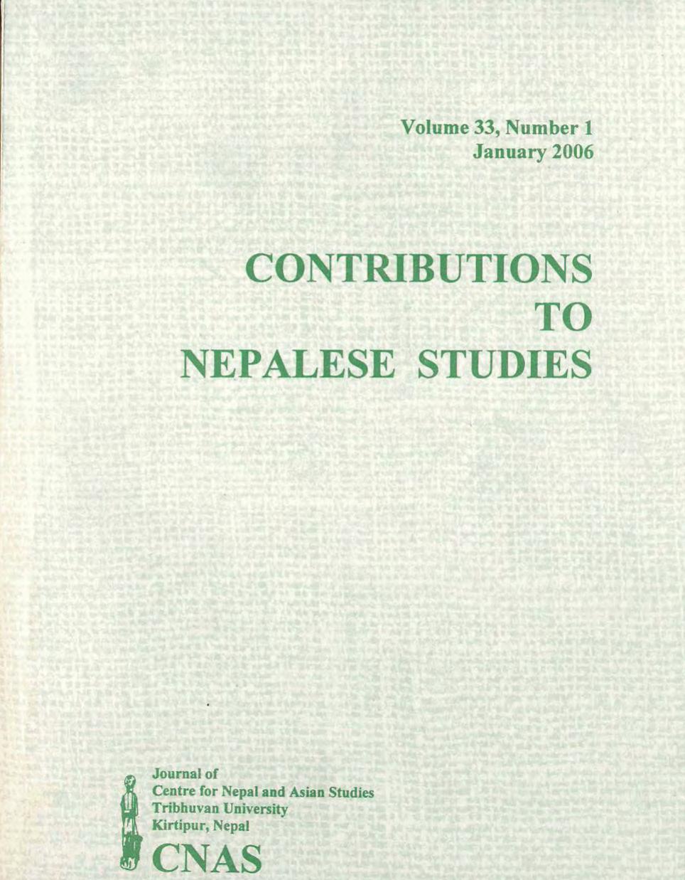 Contributions To Nepalese Studies: Volume 33